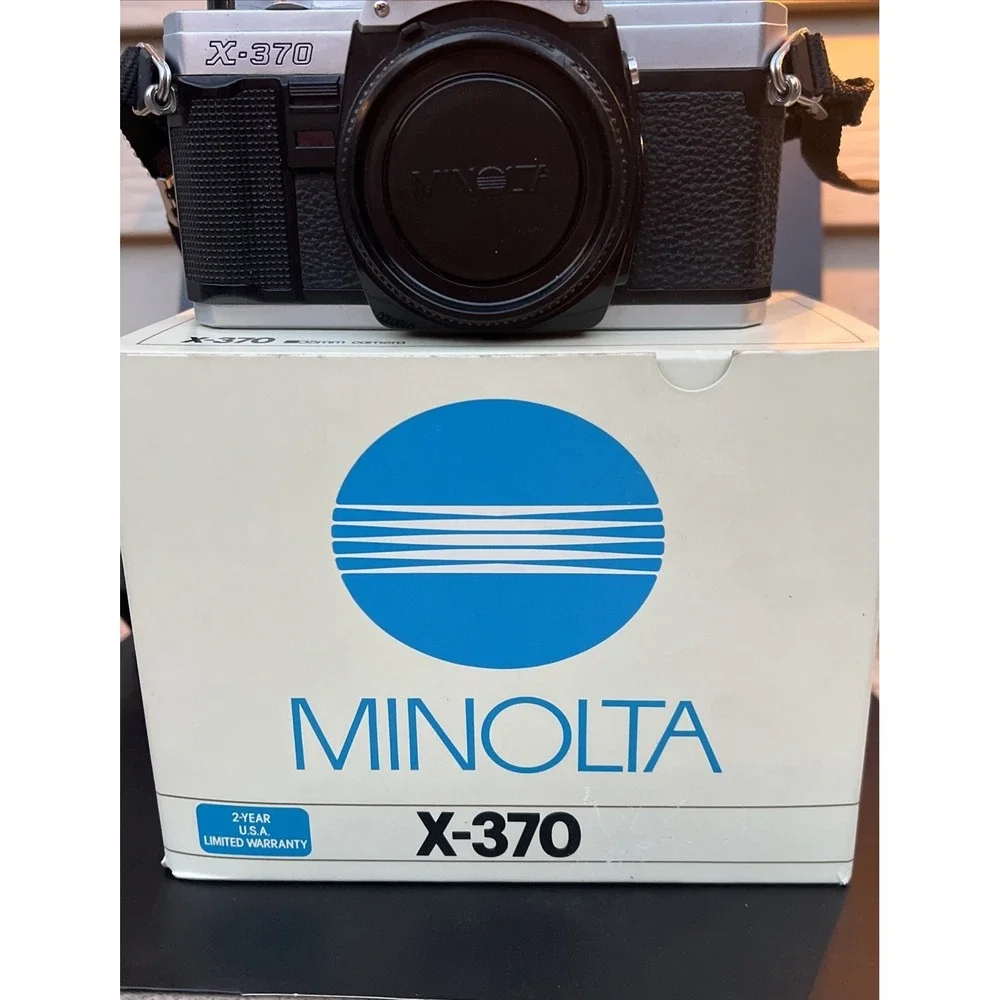 Minolta X-370 35mm SLR Camera Body, Lens Cap and Box